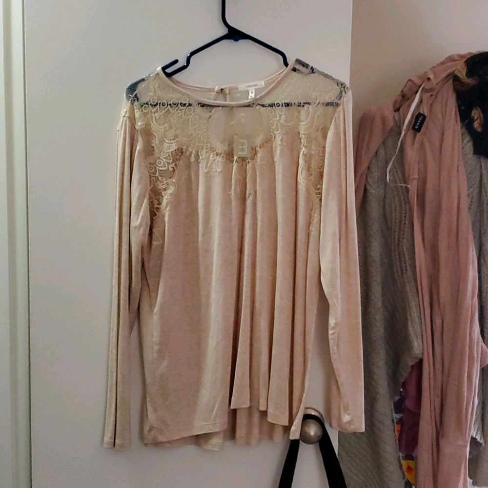 Tan Long Sleeve Shirt with lace from Maurice's NWT